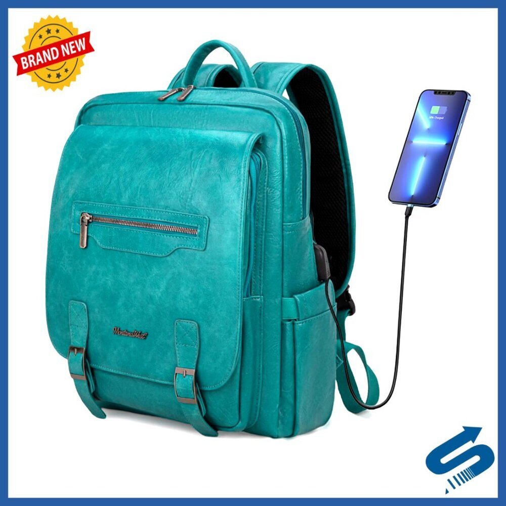 Vintage Style Laptop Backpack with USB Port Travel Casual Daypack for Women